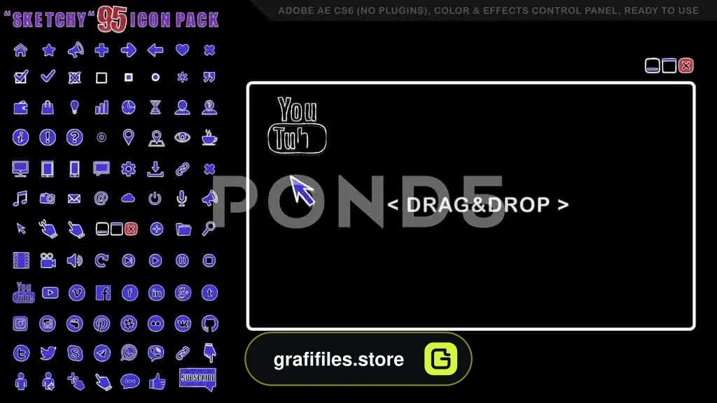 مجموعه آیکون شبکه اجتماعی با طرح دستی Animated Icons Pack sketchy