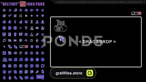 مجموعه آیکون شبکه اجتماعی با طرح دستی Animated Icons Pack sketchy