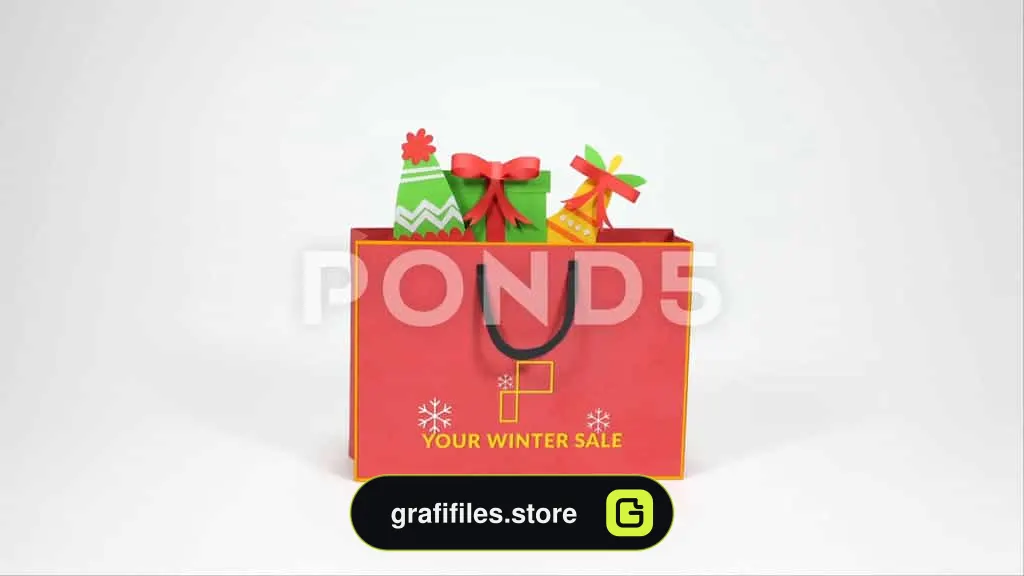 پروژه افترافکت تیزر تبلیغاتی استاپ موشن Christmas Shopping Bag