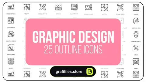 پروژه افترافکت مجموعه آیکون آماده با موضوع ابزار طراحی Graphic Design – 25 Outline Iconsپروژه افترافکت مجموعه آیکون آماده با موضوع ابزار طراحی Graphic Design – 25 Outline Icons