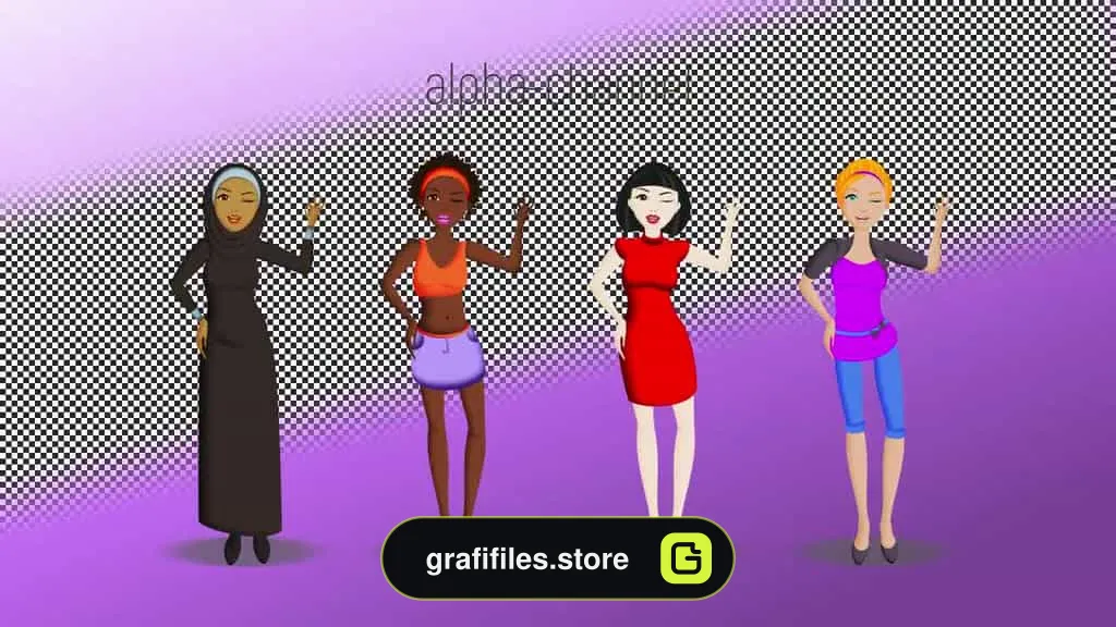 فوتیج موشن گرافیک کاراکتر زن Female Characters