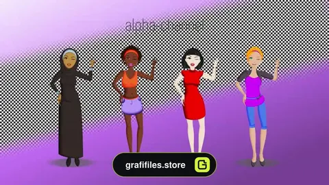 فوتیج موشن گرافیک کاراکتر زن Female Characters
