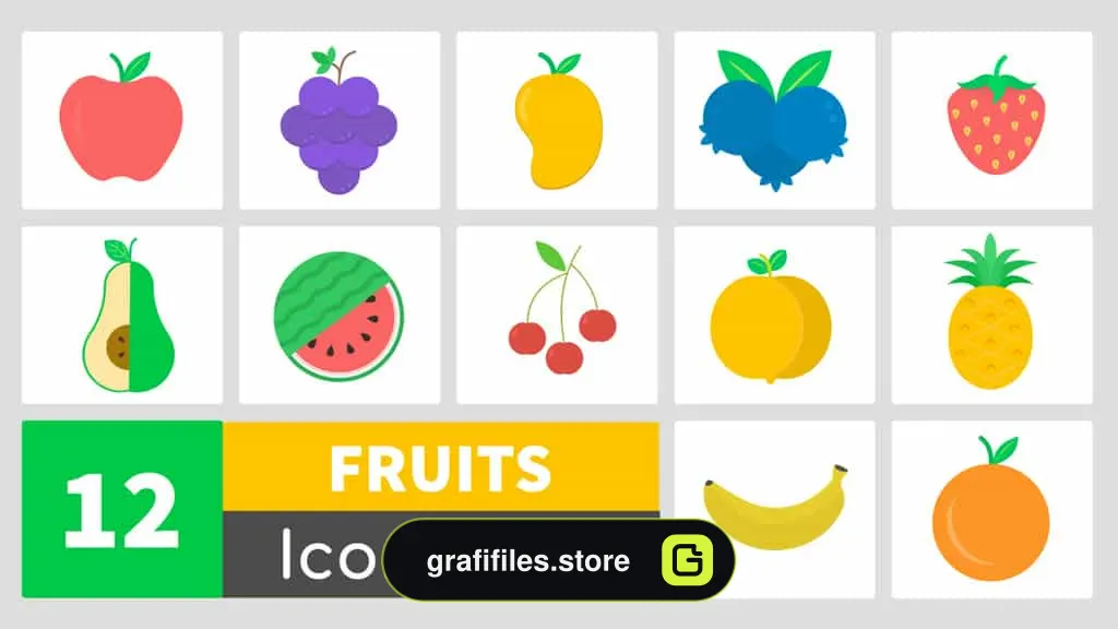 فوتیج انیمیشن میوه Fruit Icons Pack
