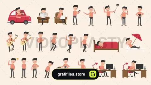 مجموعه کاراکتر انجام فعالیت روزانه ساخت موشن گرافیک