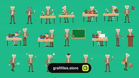 مجموعه کاراکتر استاد دانشگاه برای موشن گرافیک Professor Character Pack
