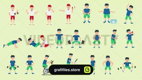 مجموعه کاراکتر ورزشکار ساخت موشن گرافیک