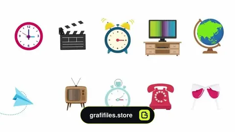 دانلود مجموعه آیکون اشیاء موشن گرافیک Objects Pack