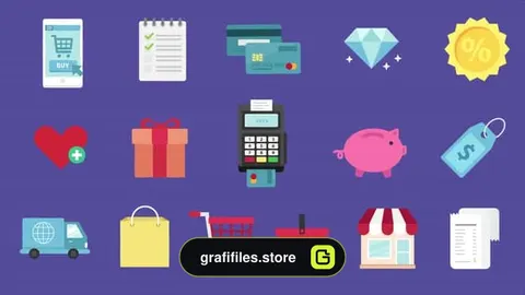 مجموعه آیکون فروشگاه ساخت موشن گرافیک