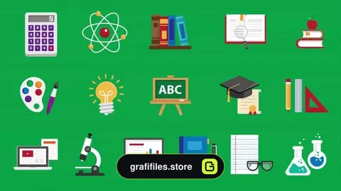 دانلود مجموعه آیکون با موضوع تحصیل برای موشن گرافیک