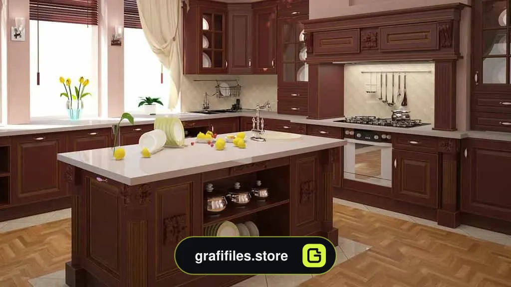 دانلود آبجکت کابینت آشپزخانه کلاسیک
