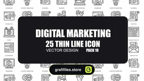 پروژه افترافکت آیکون انیمیشن کسب و کار اینترنتی Digital Marketing