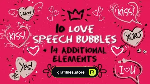 پروژه افترافکت المان کارتونی موشن گرافیک عاشقانه Love Speech Bubbles & Elements