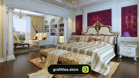 مدل سه بعدی اتاق خواب کلاسیک