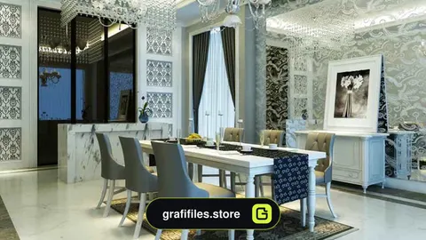 مدل سه بعدی دکوراسیون کلاسیک و مدرن