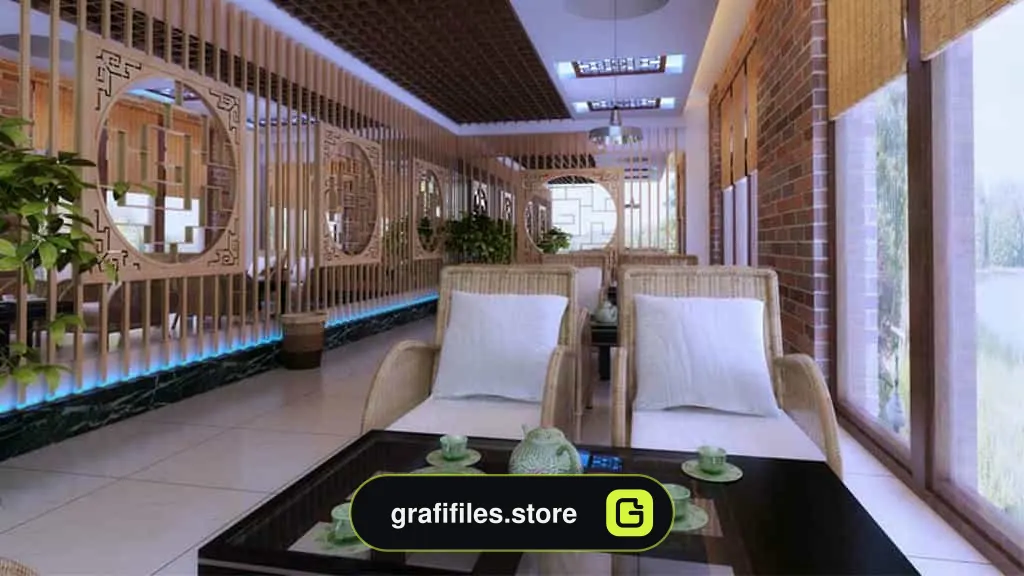 مدل سه بعدی کافی شاپ