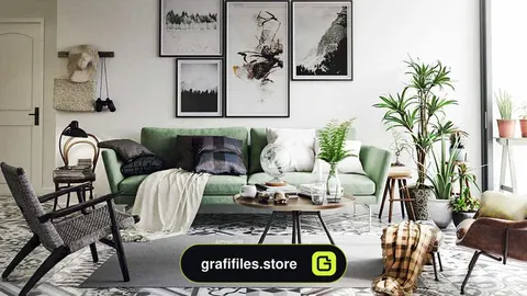 دانلود صحنه آماده اتاق نشیمن