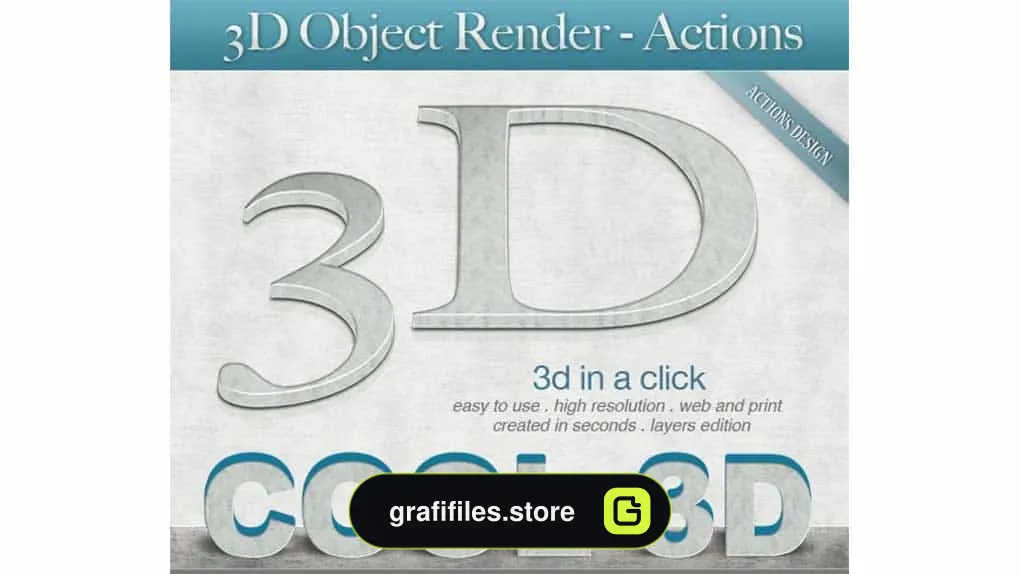 دانلود اکشن ساخت متن سه بعدی 3D Object Render