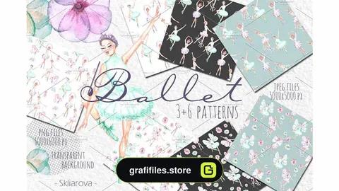 دانلود پترن آبرنگی از رقص باله Ballet patterns