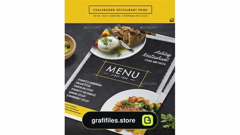 دانلود فایل لایه باز منوی رستوران Chalkboard Restaurant Menu