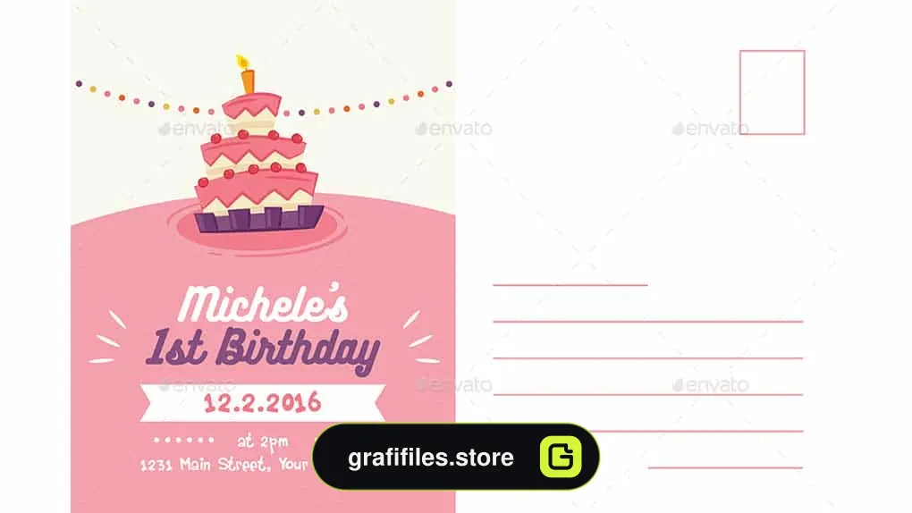 دانلود فایل لایه باز کارت دعوت جشن تولد Colorful Birthday Invitation