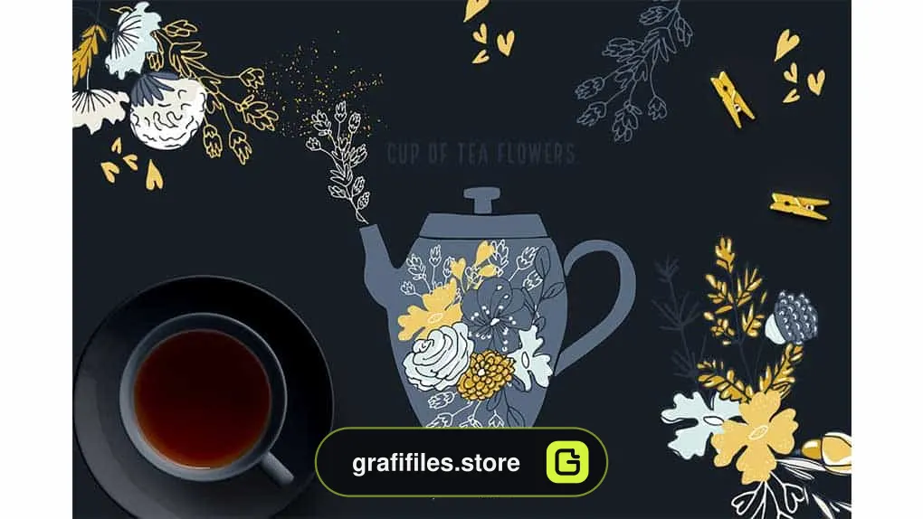 دانلود کلیپ آرت گل Cup of Tea Flowers