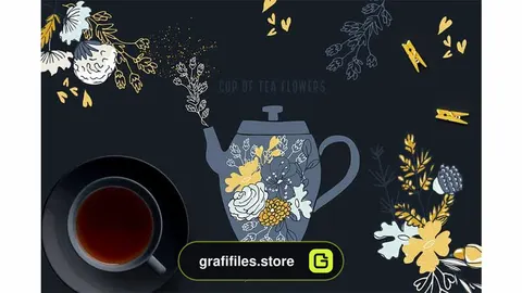 دانلود کلیپ آرت گل Cup of Tea Flowers