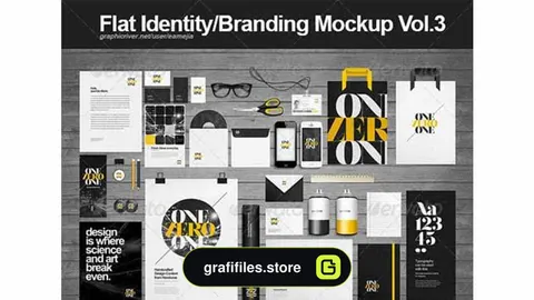 دانلود موکاپ ست اداری Flat Identity/ Branding Mockup