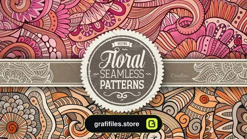 دانلود پترن گل دار سنتی Floral Ethnic Seamless Patterns