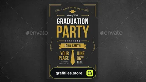 دانلود فایل لایه باز کارت دعوت جشن فارغ التحصیلی Graduation Party Invitation