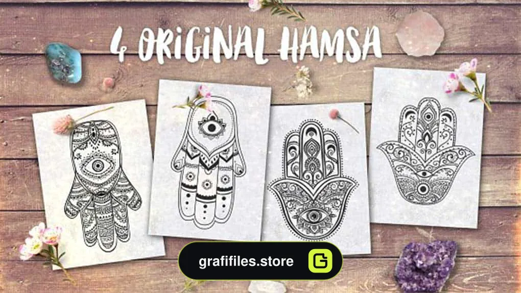 دانلود وکتور نماد خمسه Hamsa set | 54 elements