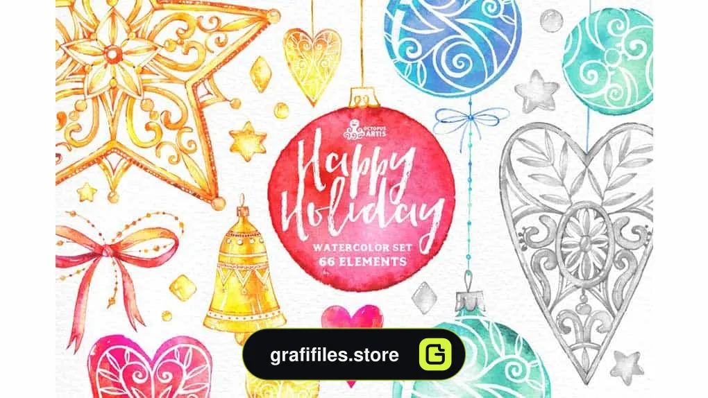 دانلود کلیپ آرت آبرنگی Happy Holiday