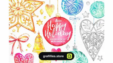 دانلود کلیپ آرت آبرنگی Happy Holiday