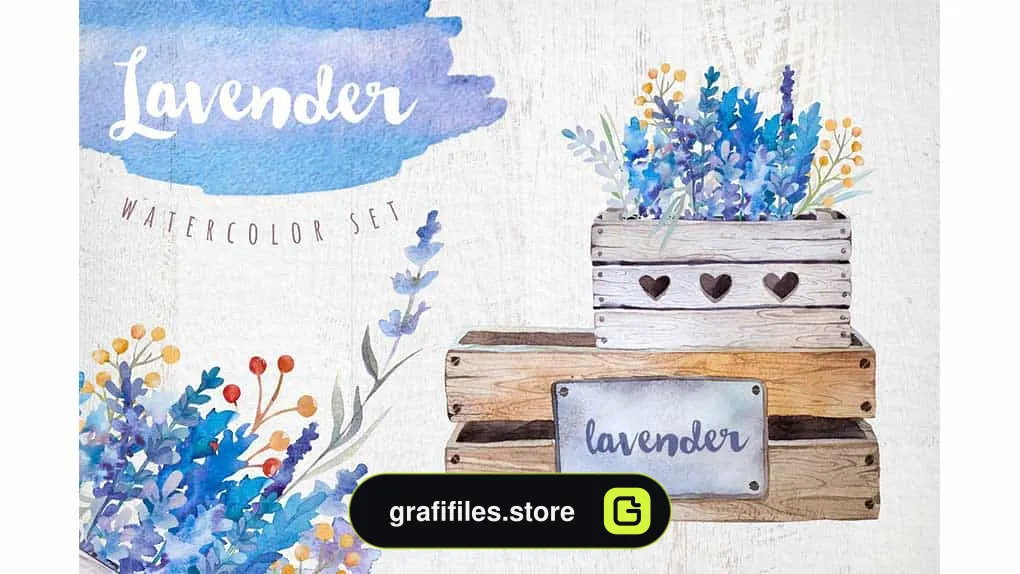 دانلود کلیپ آرت گل اسطوخودوس Lavender watercolor DIY