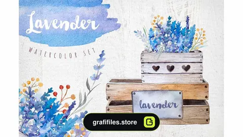 دانلود کلیپ آرت گل اسطوخودوس Lavender watercolor DIY