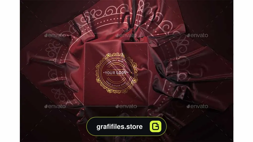 دانلود موکاپ لوگو روی پارچه Logo Mockup on Covered Box with Fabric