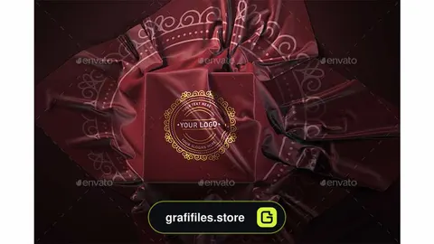 دانلود موکاپ لوگو روی پارچه Logo Mockup on Covered Box with Fabric