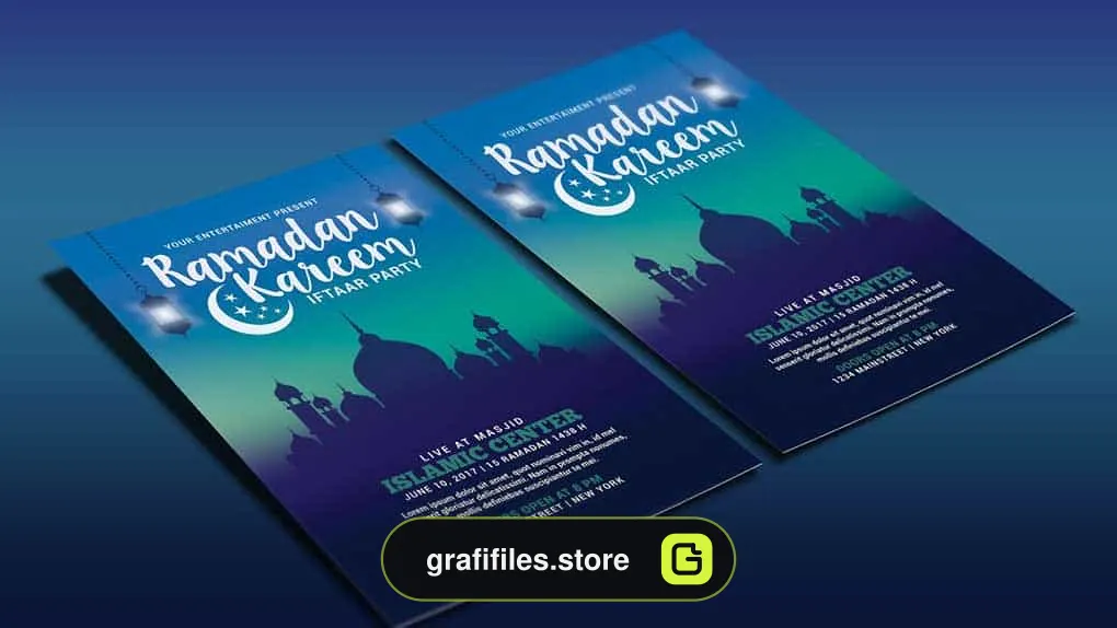 دانلود فایل لایه باز کارت دعوت افطار Ramadan Kareem Iftaar Party Flyer