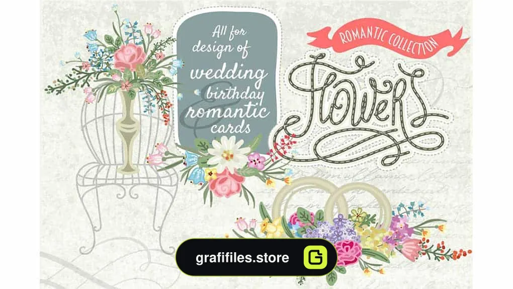دانلود وکتور دسته گل Set of vector bouquets