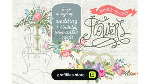 دانلود وکتور دسته گل Set of vector bouquets