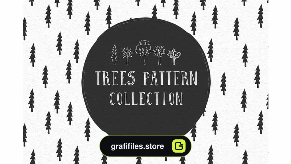 دانلود پترن درخت با طرح مدادی Trees Pattern Collection
