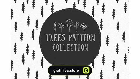 دانلود پترن درخت با طرح مدادی Trees Pattern Collection