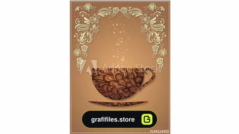 دانلود بک گراند قهوه با پترن گل Vector coffee background with floral pattern
