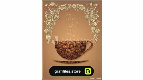 دانلود بک گراند قهوه با پترن گل Vector coffee background with floral pattern