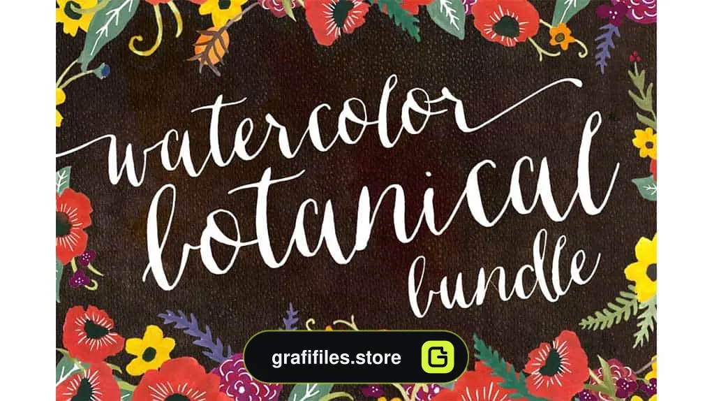 دانلود کلیپ آرت آبرنگی گل و گیاه Watercolor Botanical Graphic Bundle