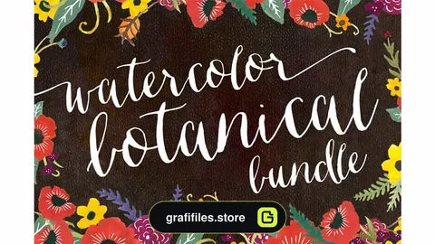 دانلود کلیپ آرت آبرنگی گل و گیاه Watercolor Botanical Graphic Bundle