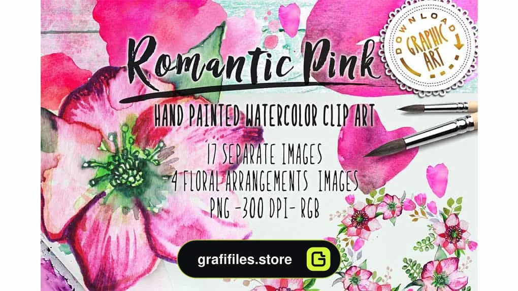 دانلود کلیپ آرت آبرنگی گل Watercolor clipart