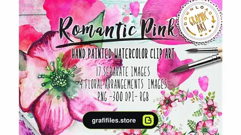 دانلود کلیپ آرت آبرنگی گل Watercolor clipart