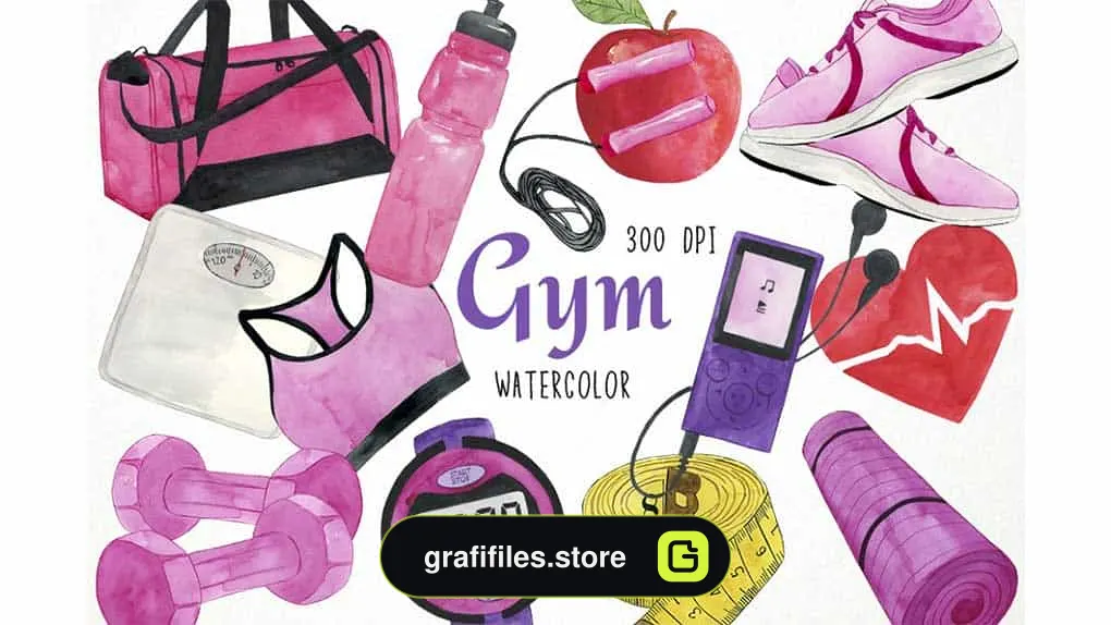 دانلود کلیپ آرت ورزشی Watercolor Fitness Clipart