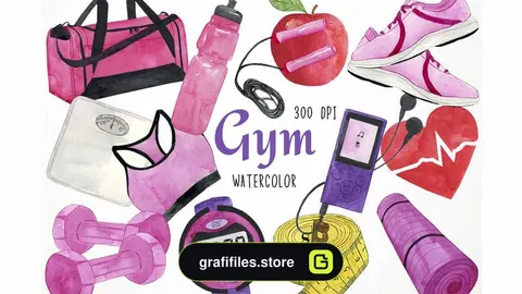 دانلود کلیپ آرت ورزشی Watercolor Fitness Clipart