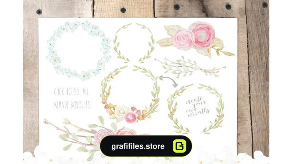 دانلود کلیپ آرت گل آبرنگی Watercolor Flowers Mega Pack